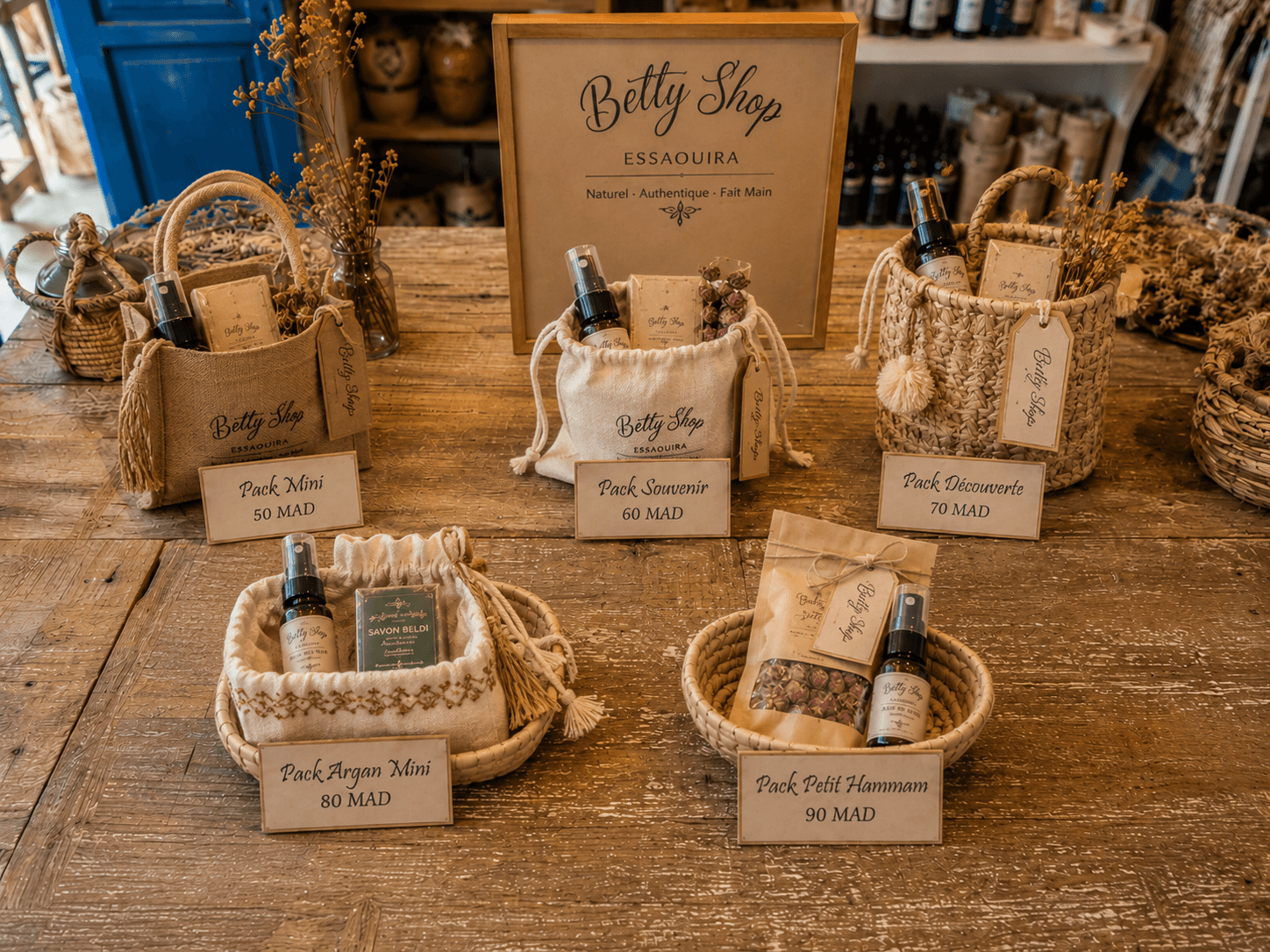 Packs in baskets